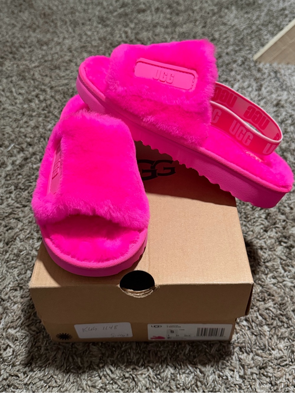 UGG Pink Fuzzy Disco Slide
